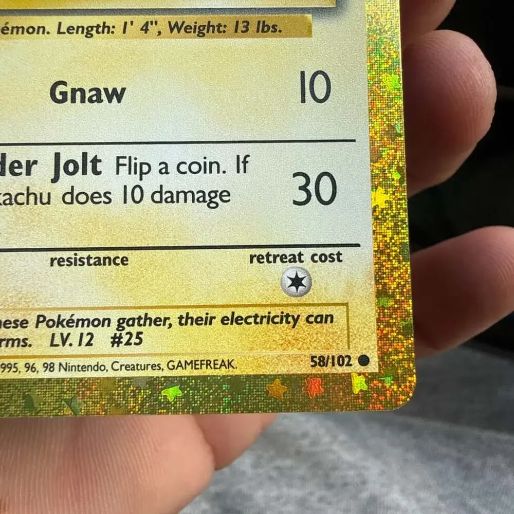 Pokemon Pikachu 58/102 Base Set Celebrations Gold Holo Card
